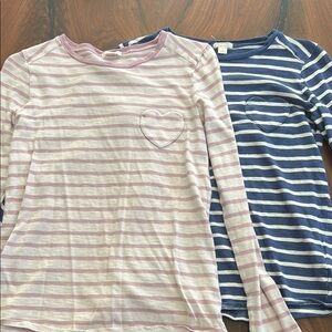 Girls Crewcuts Striped Long Sleeve Shirts with Heart Detail (2 pack)